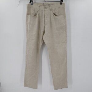Alex Crane Pants Mens 32 L28 Cham European Linen Casual Button Fly High Rise